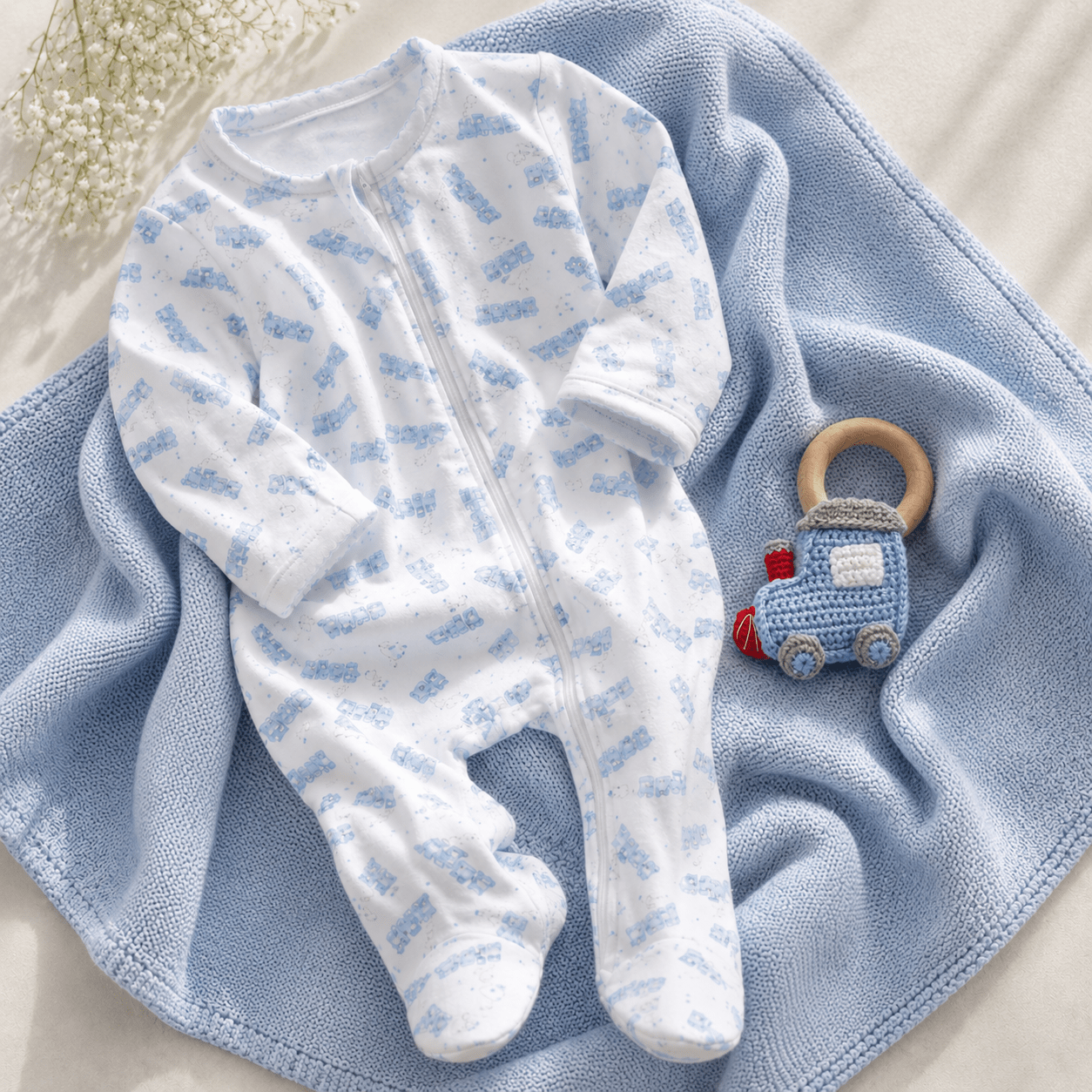 Baby Boy Footie Gift Set - Choo Choo Train - Magnolia BabyFootie Gift Set