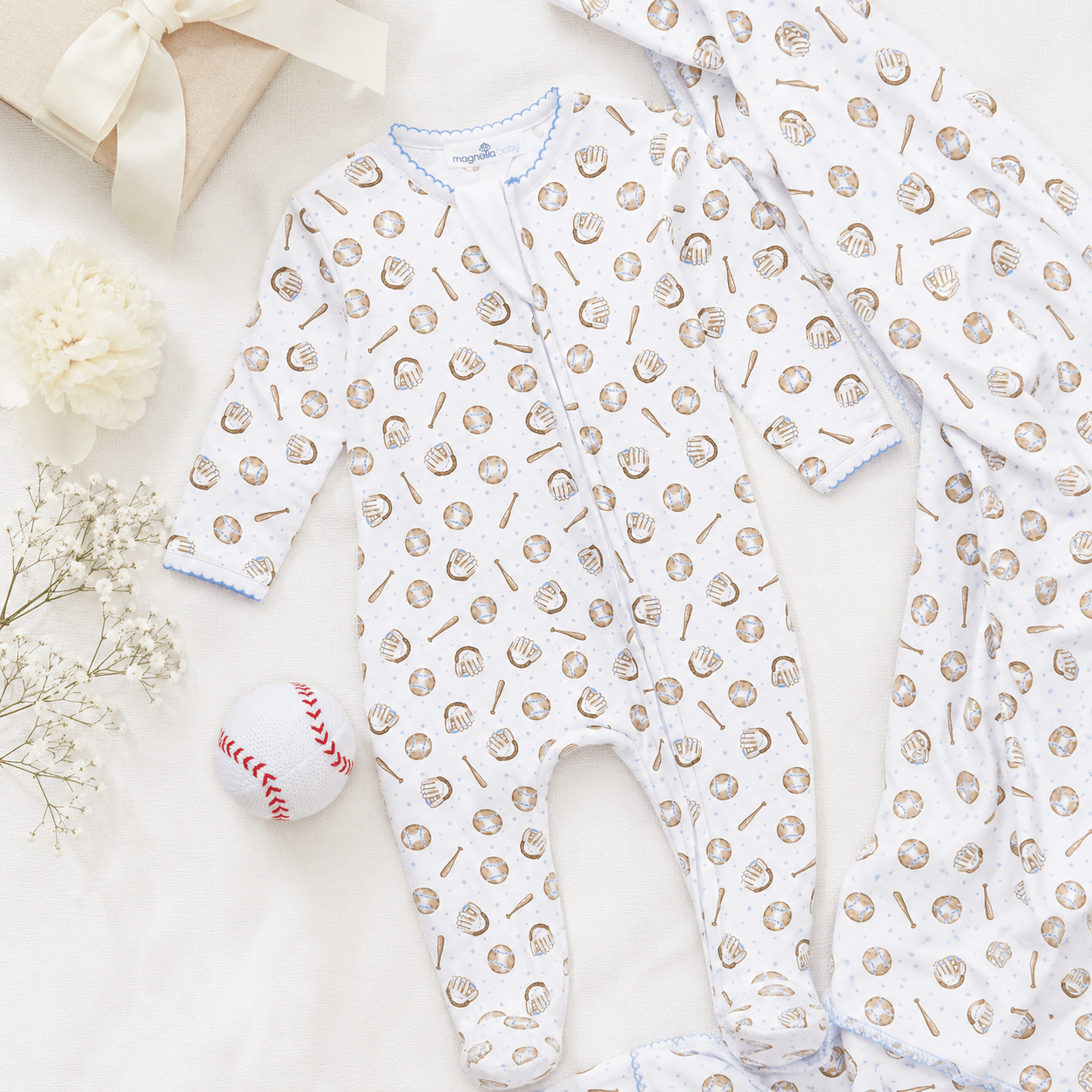 Baby Boy Footie Gift Set - Precious Lil' Slugger - Magnolia BabyFootie Gift Set