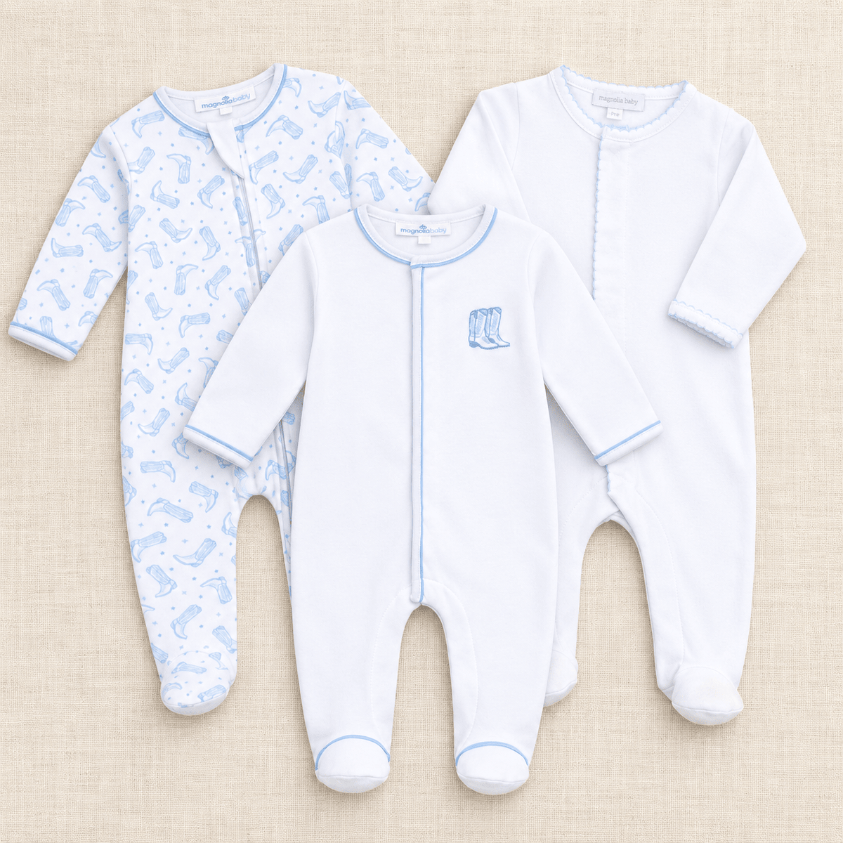 Magnolia Baby_Baby Boy Footie Set - Darling Cowboy Boots + Essential - Set of 3_1