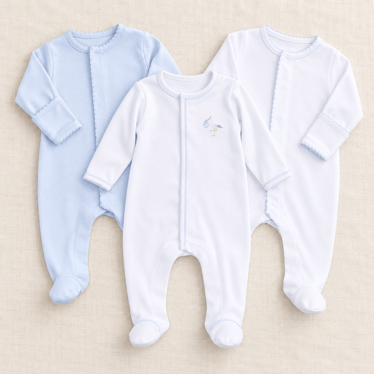 Magnolia Baby_Baby Boy Footie Set - Vintage Stork + Essentials - Set of 3_1