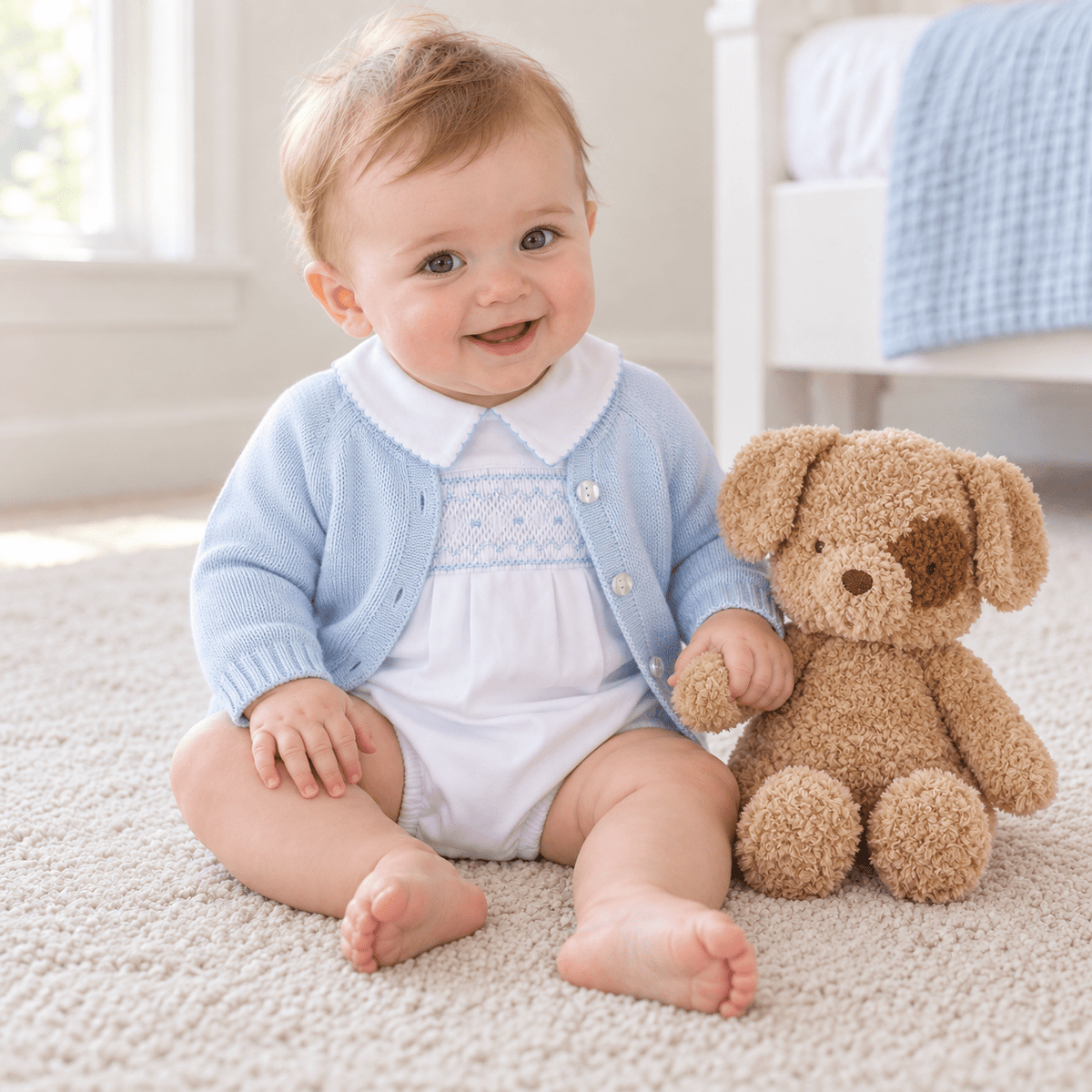 Magnolia Baby_Baby Boy Smocked Bubble & Cardigan Gift Set - George_1