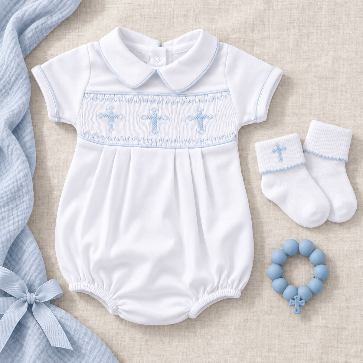 Magnolia Baby_Baby Boy Smocked Bubble Gift Set - Forever Blessed_1