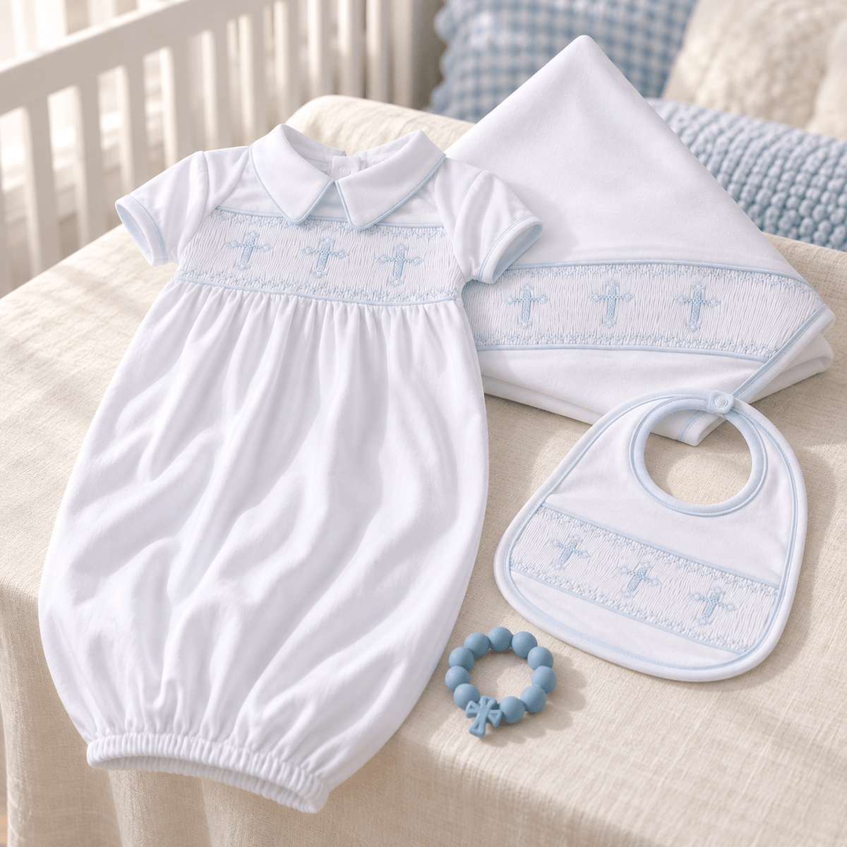 Magnolia Baby_Baby Boy Smocked Gown Gift Set - Forever Blessed_1