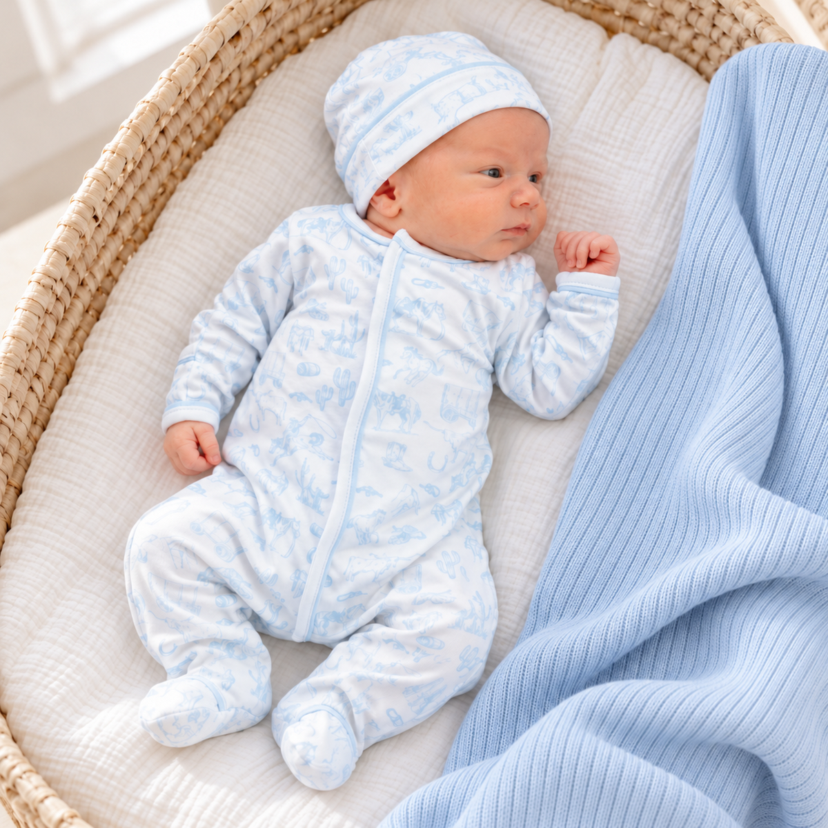 Baby Boy Take Me Home Set - Wild West Toile corrected model image