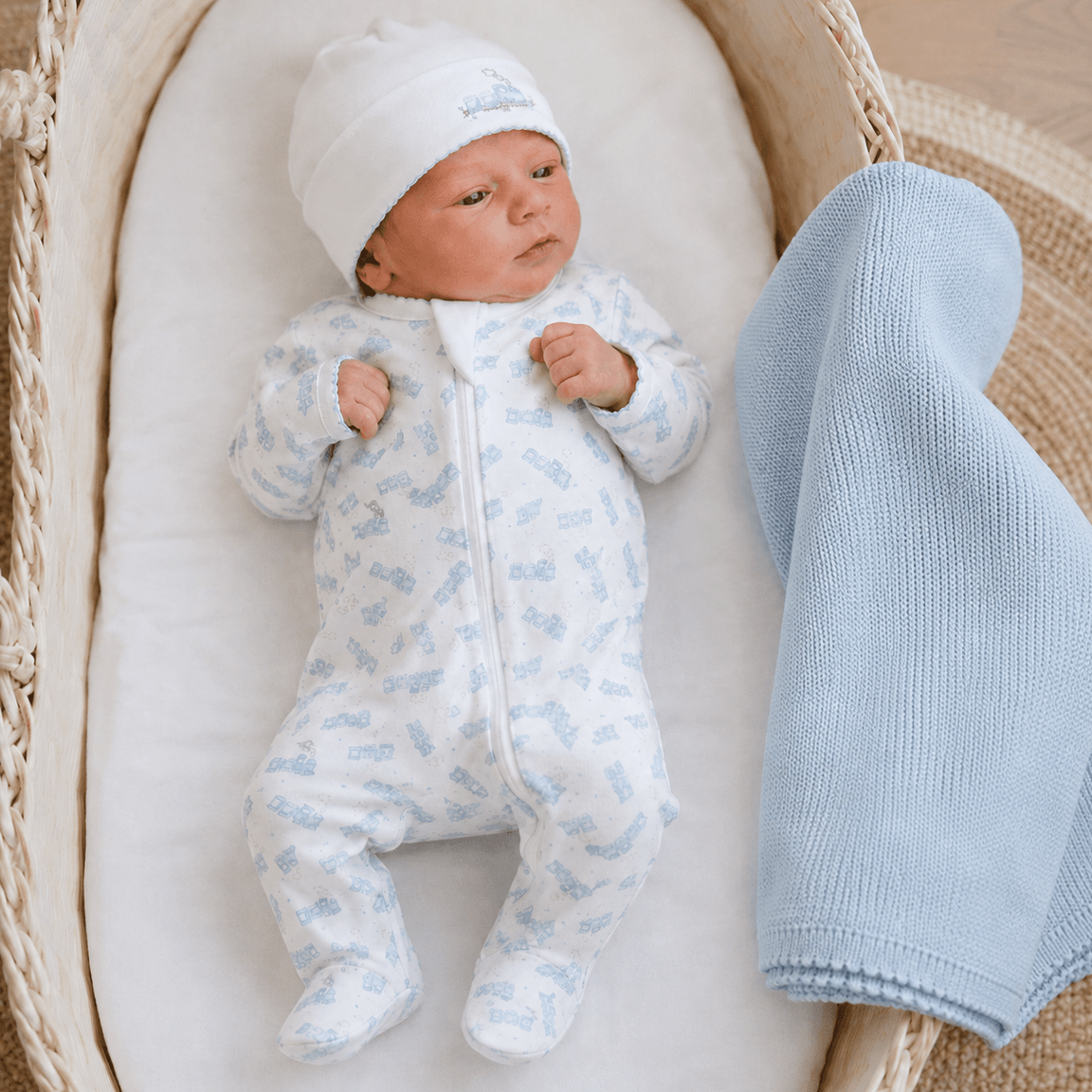 Baby Boy Take Me Home Zip Footie Set - Choo Choo Train - Magnolia BabyFootie Gift Set