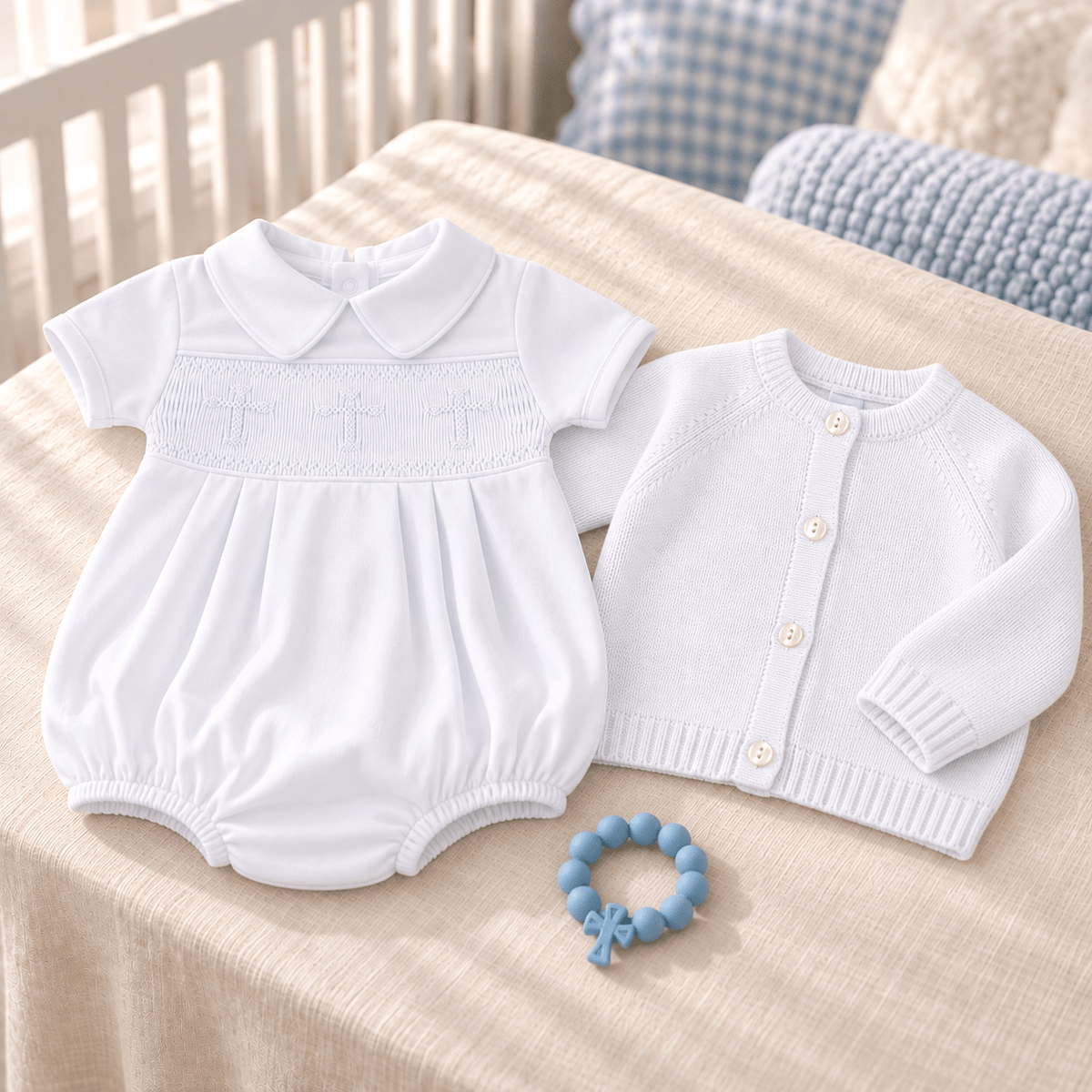 Magnolia Baby_Baby Boy White Smocked Bubble Gift Set - Forever Blessed_1