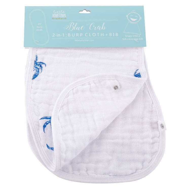 Little Hometown_Baby Burp Cloth and Bib (2 in 1) - Blue Crab_2