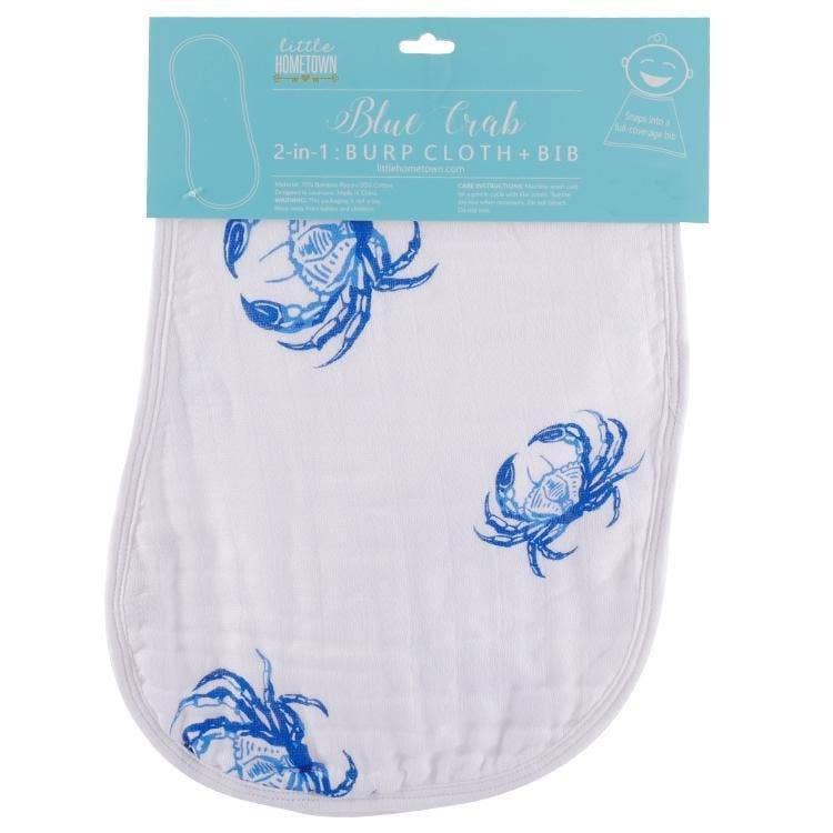 Little Hometown_Baby Burp Cloth and Bib (2 in 1) - Blue Crab_1