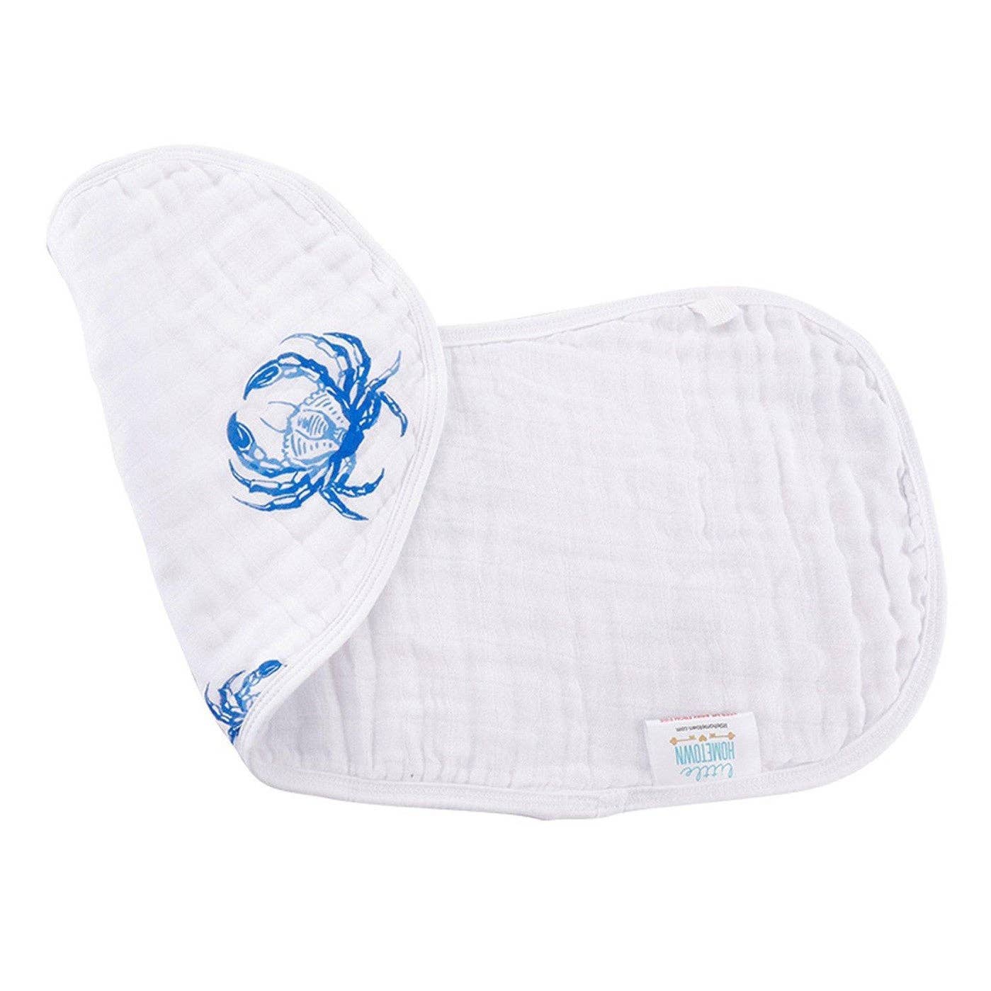Little Hometown_Baby Burp Cloth and Bib (2 in 1) - Blue Crab_3