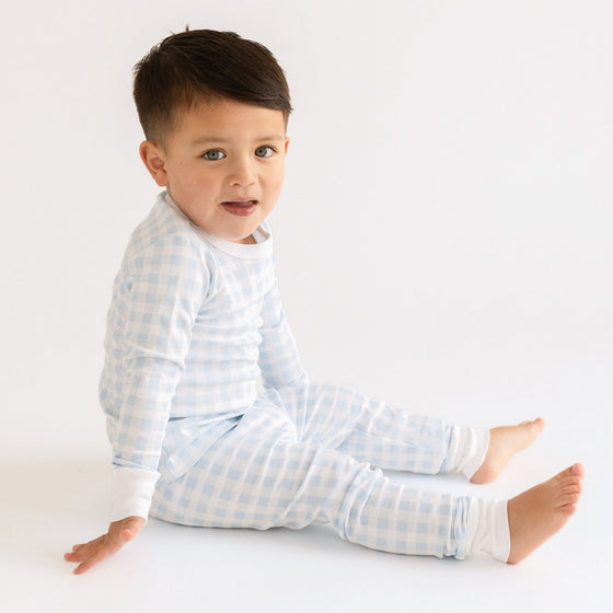 Baby Checks Blue Big Kid Long Pajamas - Magnolia BabyLong Pajamas