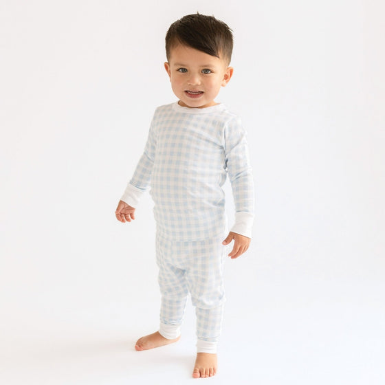 Baby Checks Blue Big Kid Long Pajamas - Magnolia BabyLong Pajamas