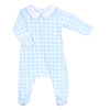 Baby Checks Blue Collared Footie - Magnolia BabyFootie