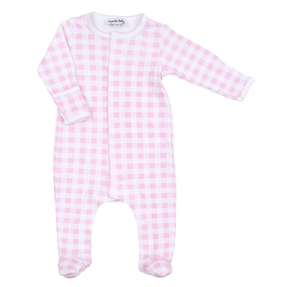 Baby Checks Footie - Pink - Magnolia BabyFootie