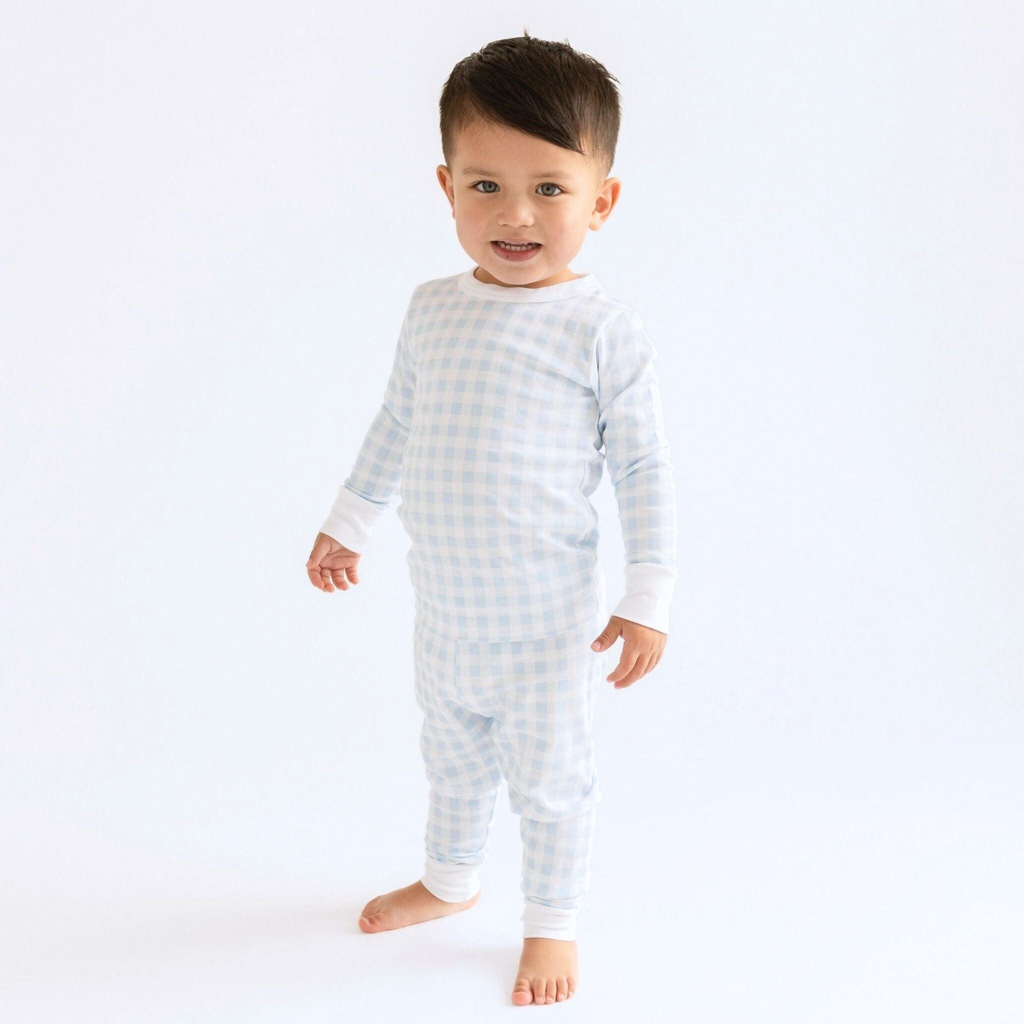 Baby Checks Long Pajamas - Blue - Magnolia BabyLong Pajamas