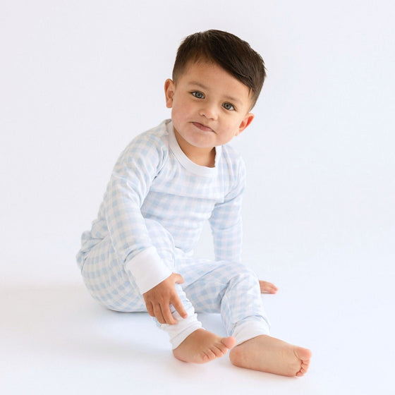 Baby Checks Long Pajamas - Blue - Magnolia BabyLong Pajamas