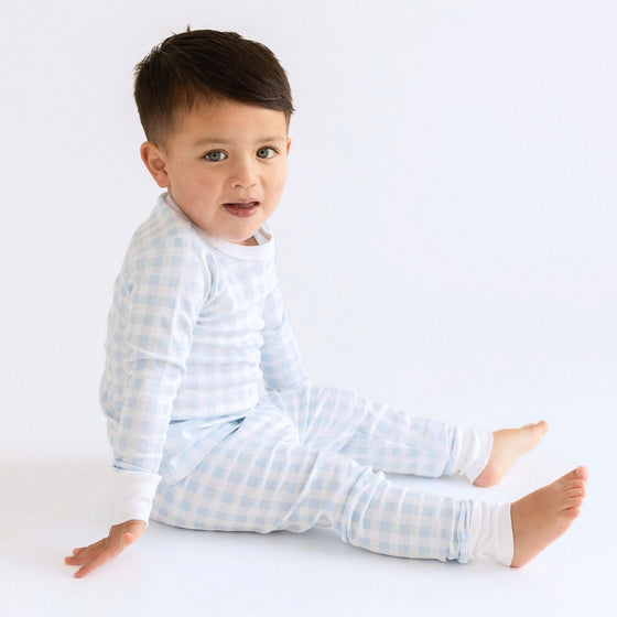 Baby Checks Long Pajamas - Blue - Magnolia BabyLong Pajamas