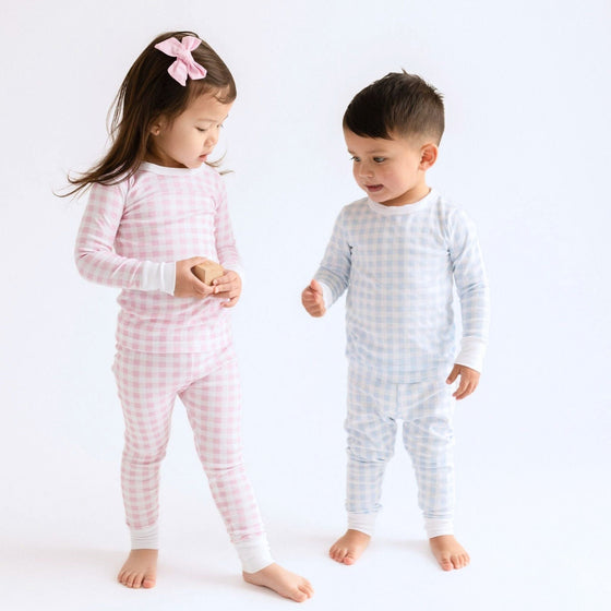 Baby Checks Long Pajamas - Pink - Magnolia BabyLong Pajamas