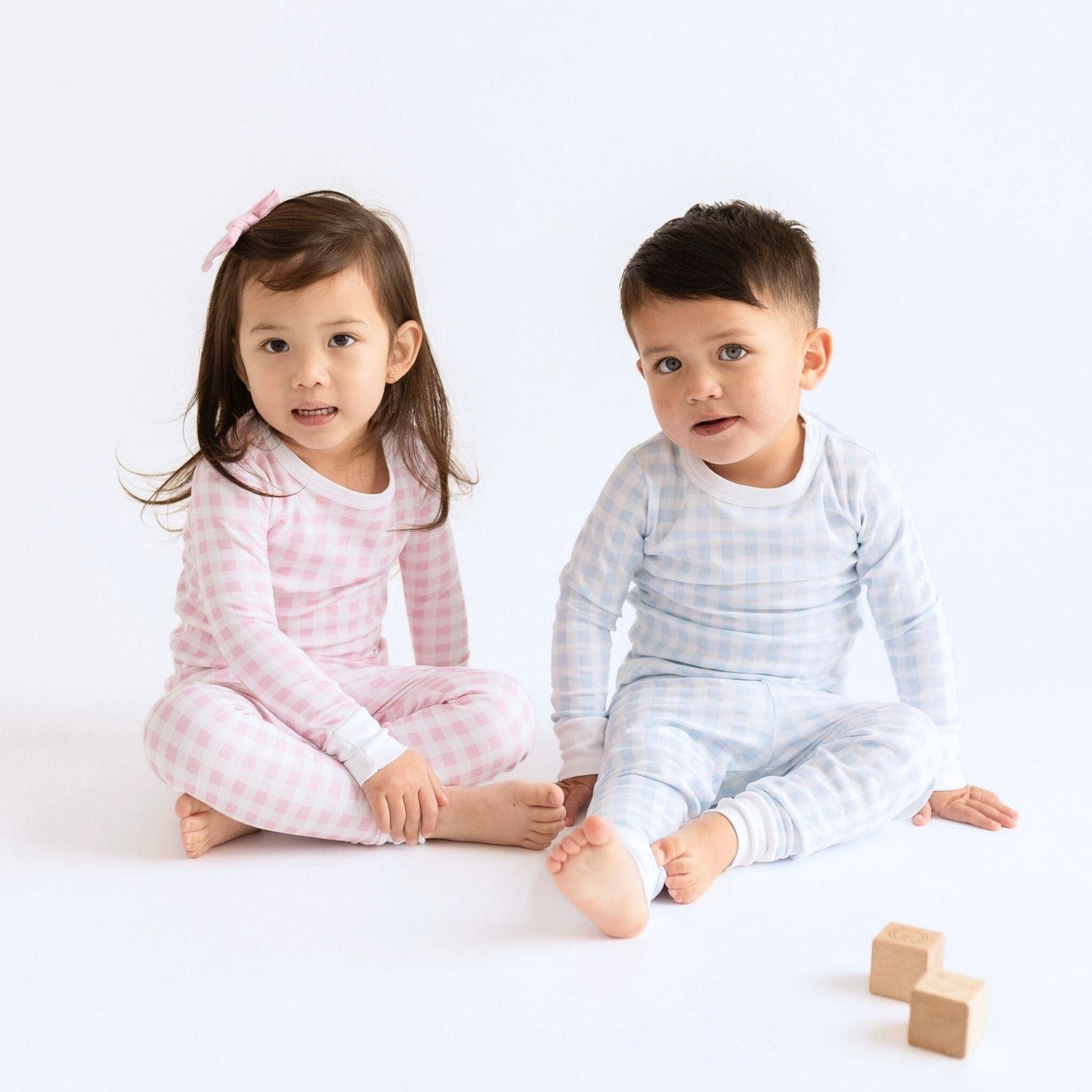 Baby Checks Long Pajamas - Pink - Magnolia BabyLong Pajamas