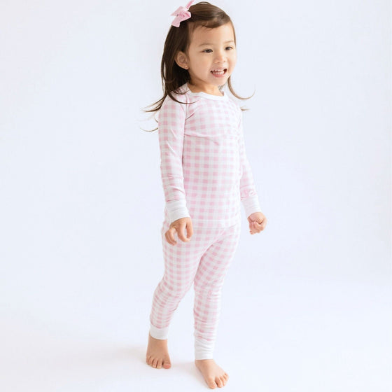 Baby Checks Long Pajamas - Pink - Magnolia BabyLong Pajamas