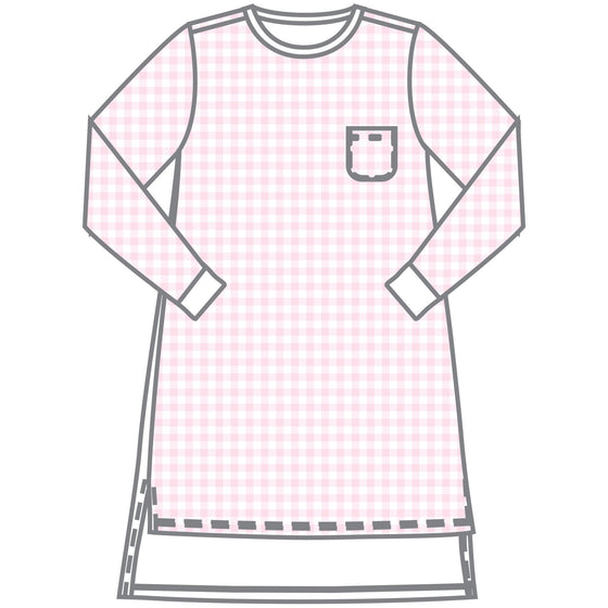 Baby Checks Long Sleeve Nightdress - Pink - Magnolia BabyNightdress