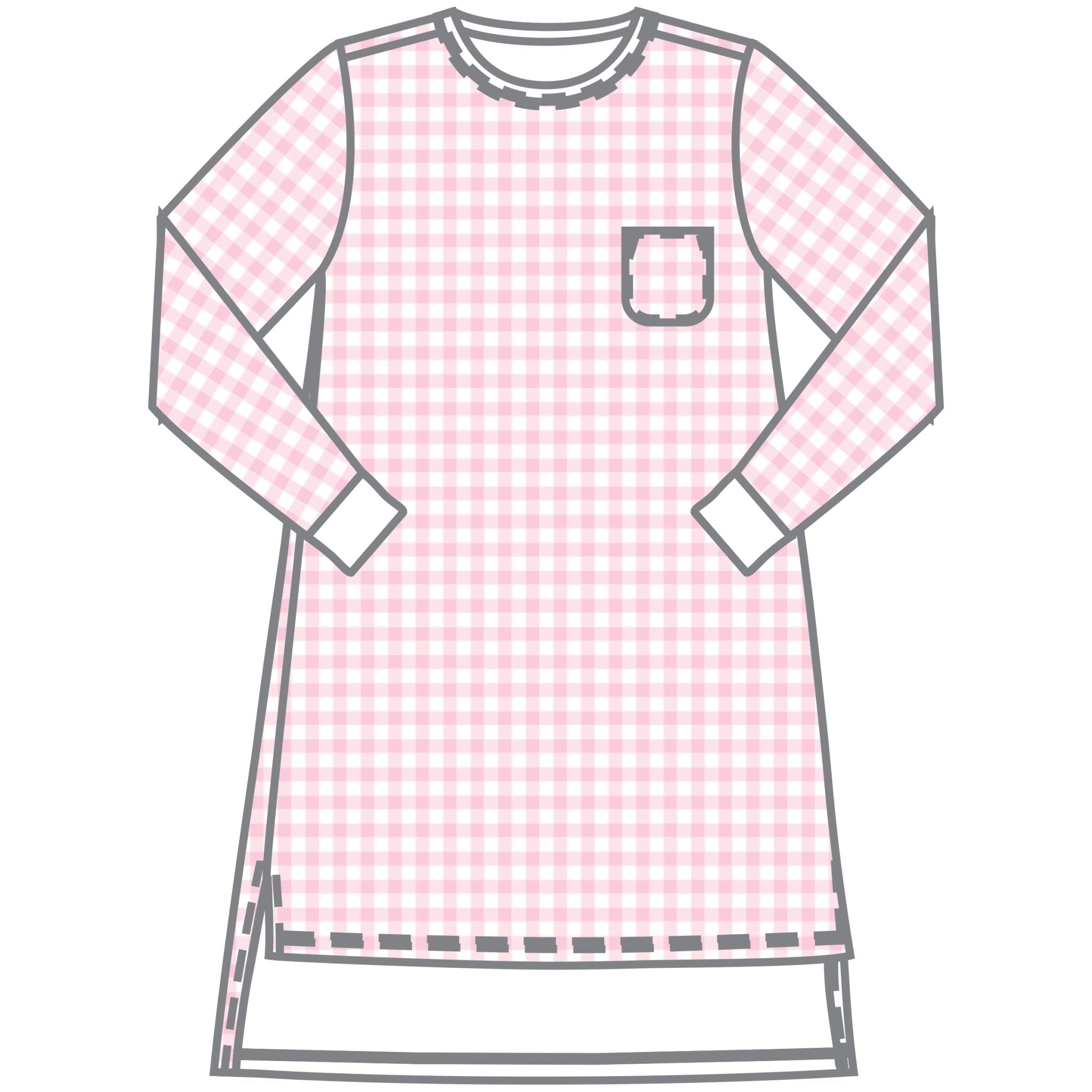 Baby Checks Long Sleeve Nightdress - Pink - Magnolia BabyNightdress