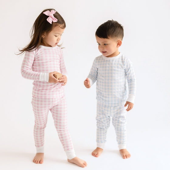 Baby Checks Pink Big Kid Long Pajamas - Magnolia BabyLong Pajamas