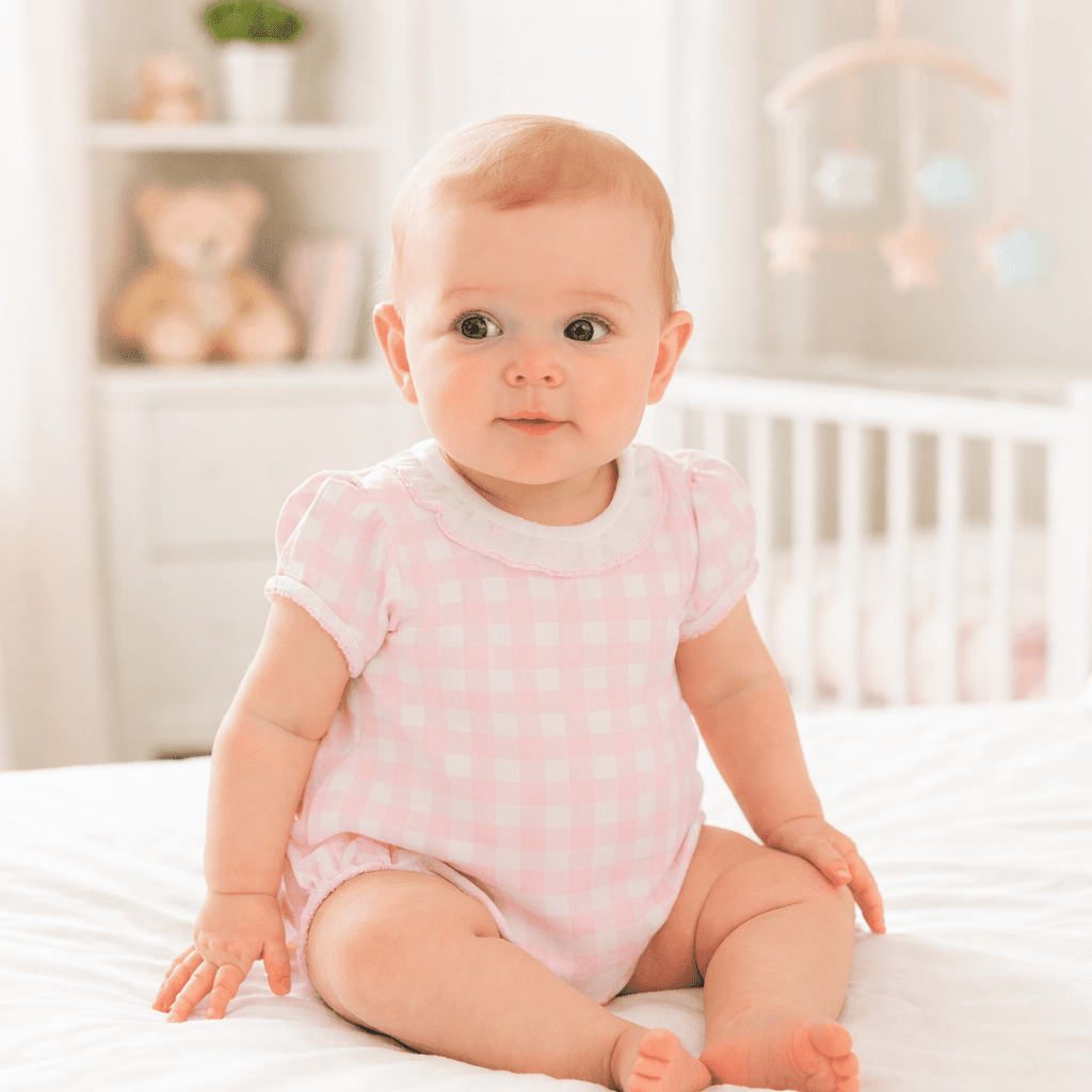 Baby Checks Ruffle Bubble - Pink - Magnolia BabyBubble
