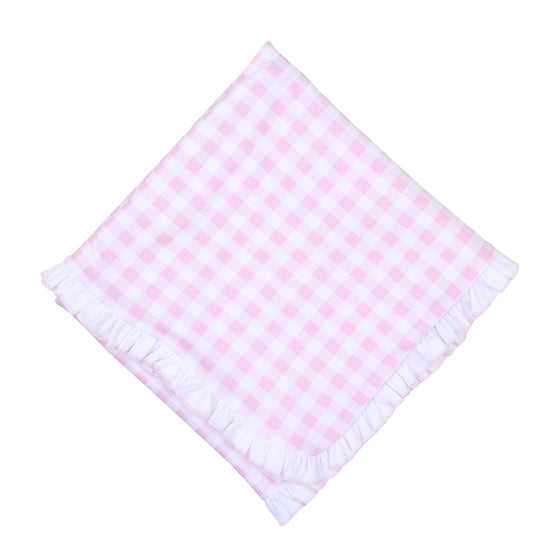 Baby Checks Ruffle Receiving Blanket - Pink - Magnolia BabyReceiving Blanket