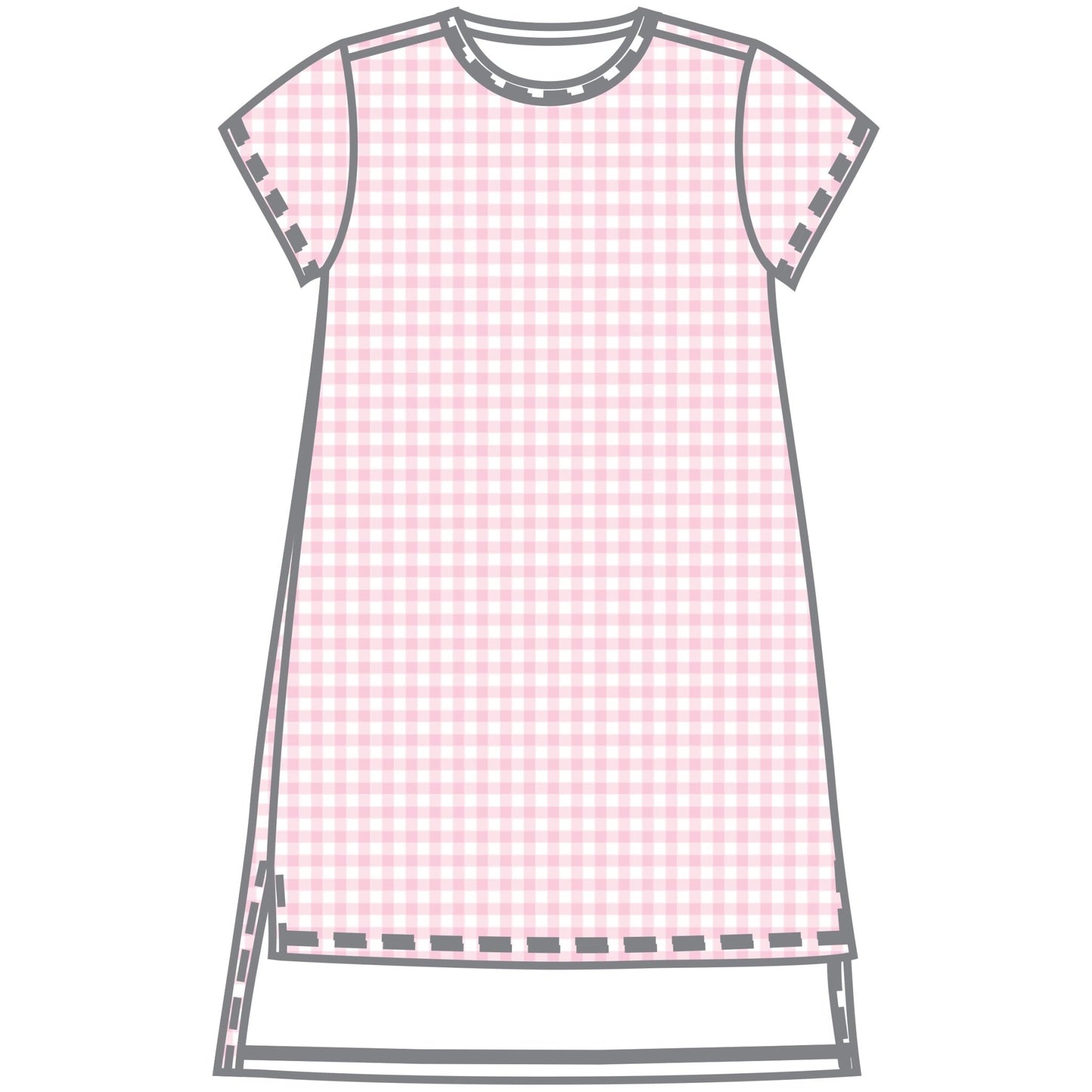 Baby Checks Short Sleeve Nightdress - Pink - Magnolia BabyNightdress