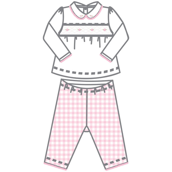 Baby Checks Smocked 2pc Pant Set - Pink - Magnolia Baby2pc Pant Set