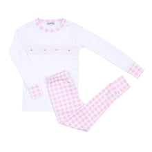  Baby Checks Smocked Big Kids Long Pajamas - Pink - Magnolia BabyLong Pajamas