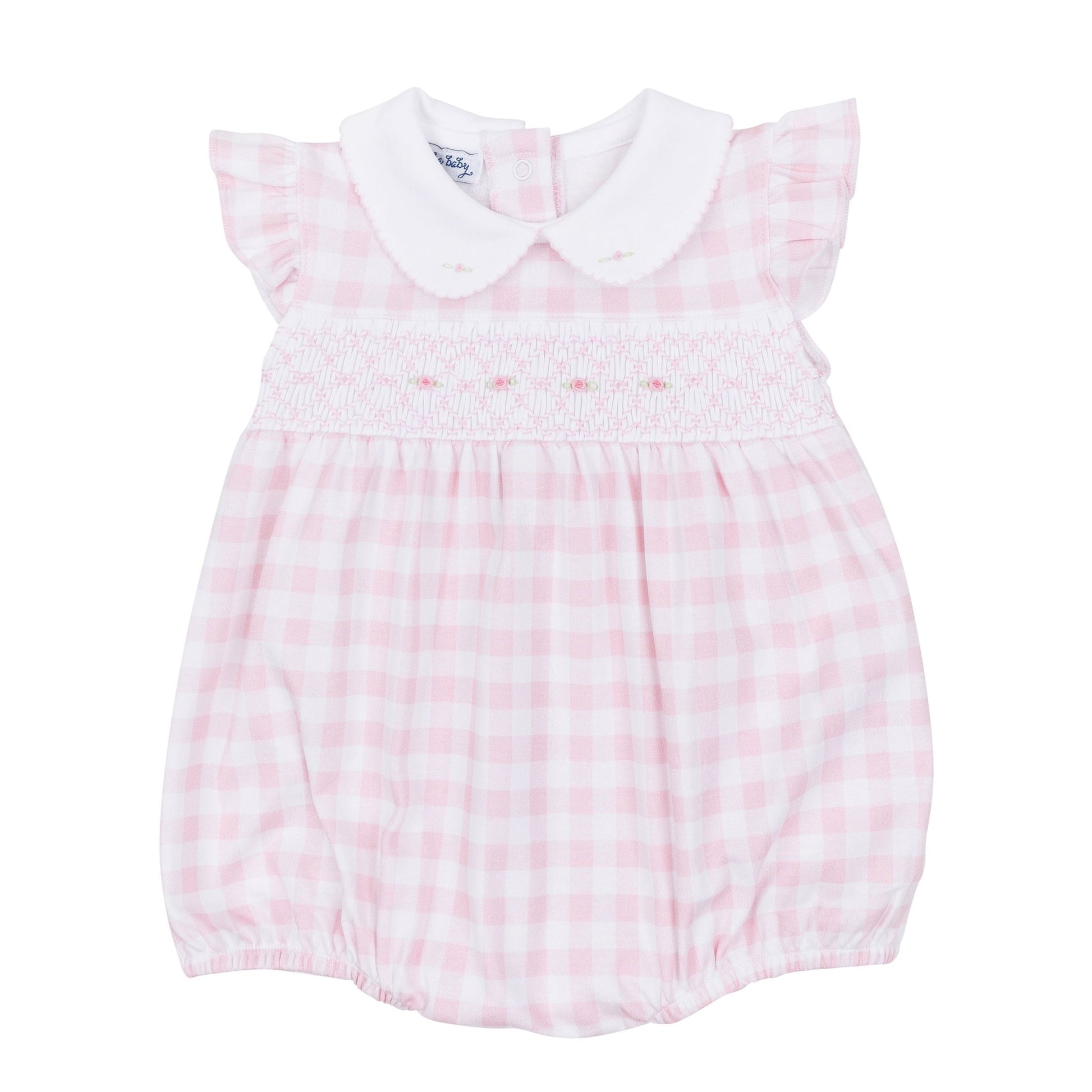 Baby Checks Smocked Bubble - Pink - Magnolia BabyBubble