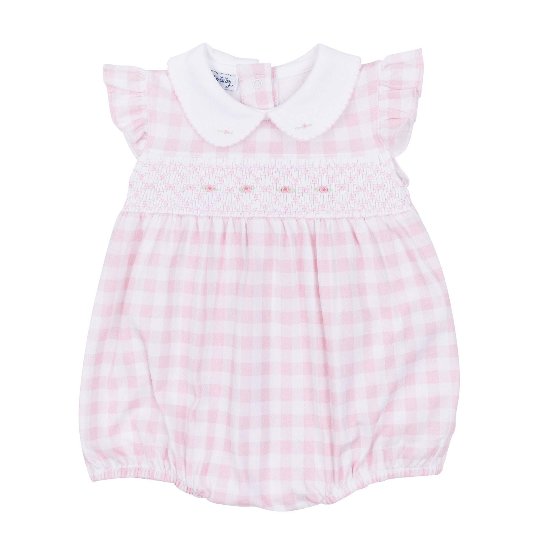 Baby Checks Smocked Bubble - Pink - Magnolia BabyBubble