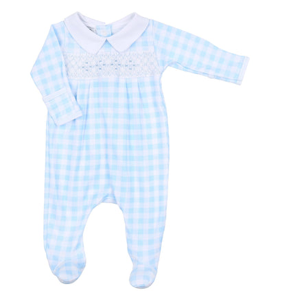 Magnolia Baby Girls Pink Mini Checks Smocked Bubble main image 0