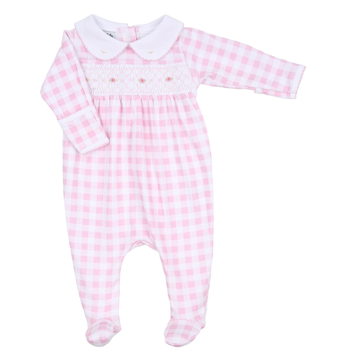 Baby Checks Smocked Footie - Pink - Magnolia BabyFootie
