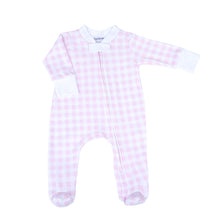  Baby Checks Zip Footie - Pink - Magnolia BabyFootie