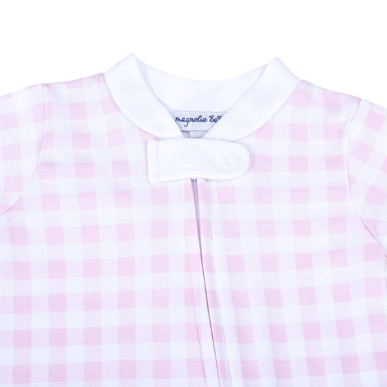 Baby Checks Zip Footie - Pink - Magnolia BabyFootie