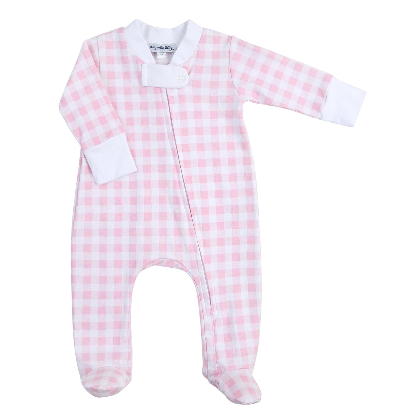 Baby Checks Zip Footie - Pink - Magnolia BabyFootie
