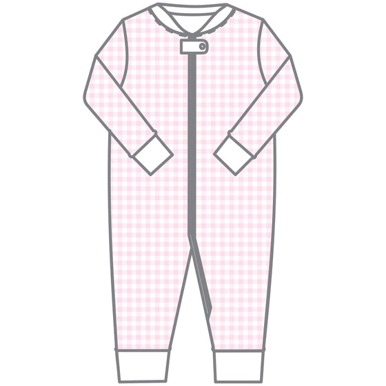 Baby Checks Zip Pajamas - Pink - Magnolia BabyZipper Pajamas