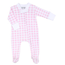  Baby Checks Zipped Footie - Pink - Magnolia BabyFootie