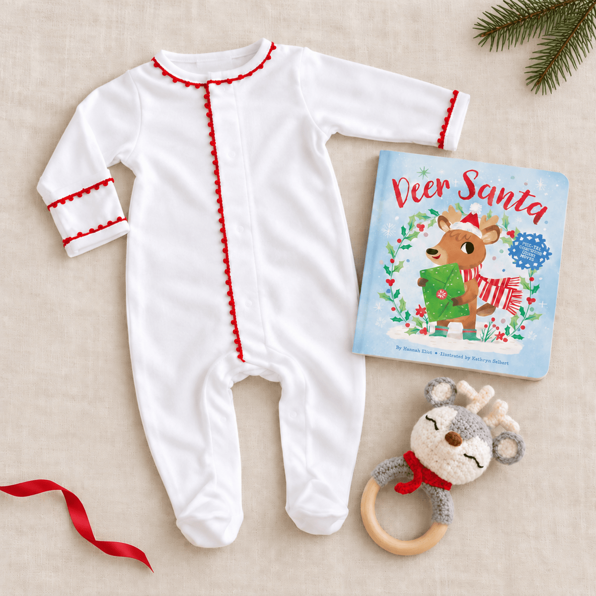 Magnolia Baby_Baby Christmas Footie Gift Set - Deer Santa_1