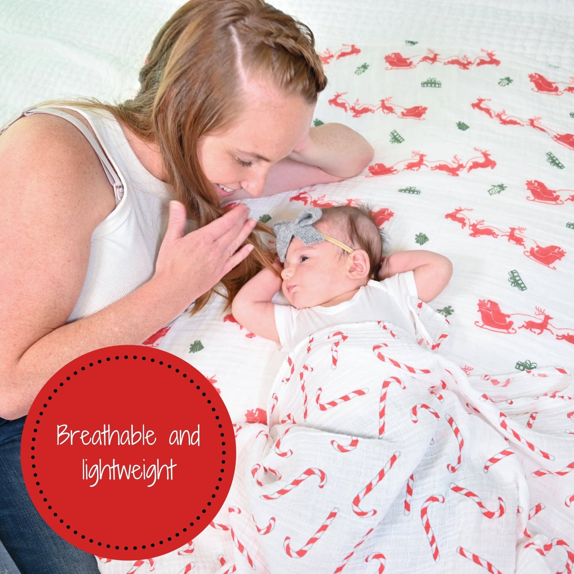LollyBanks_Baby Cotton Muslin Swaddle Blanket - Candy Canes_7
