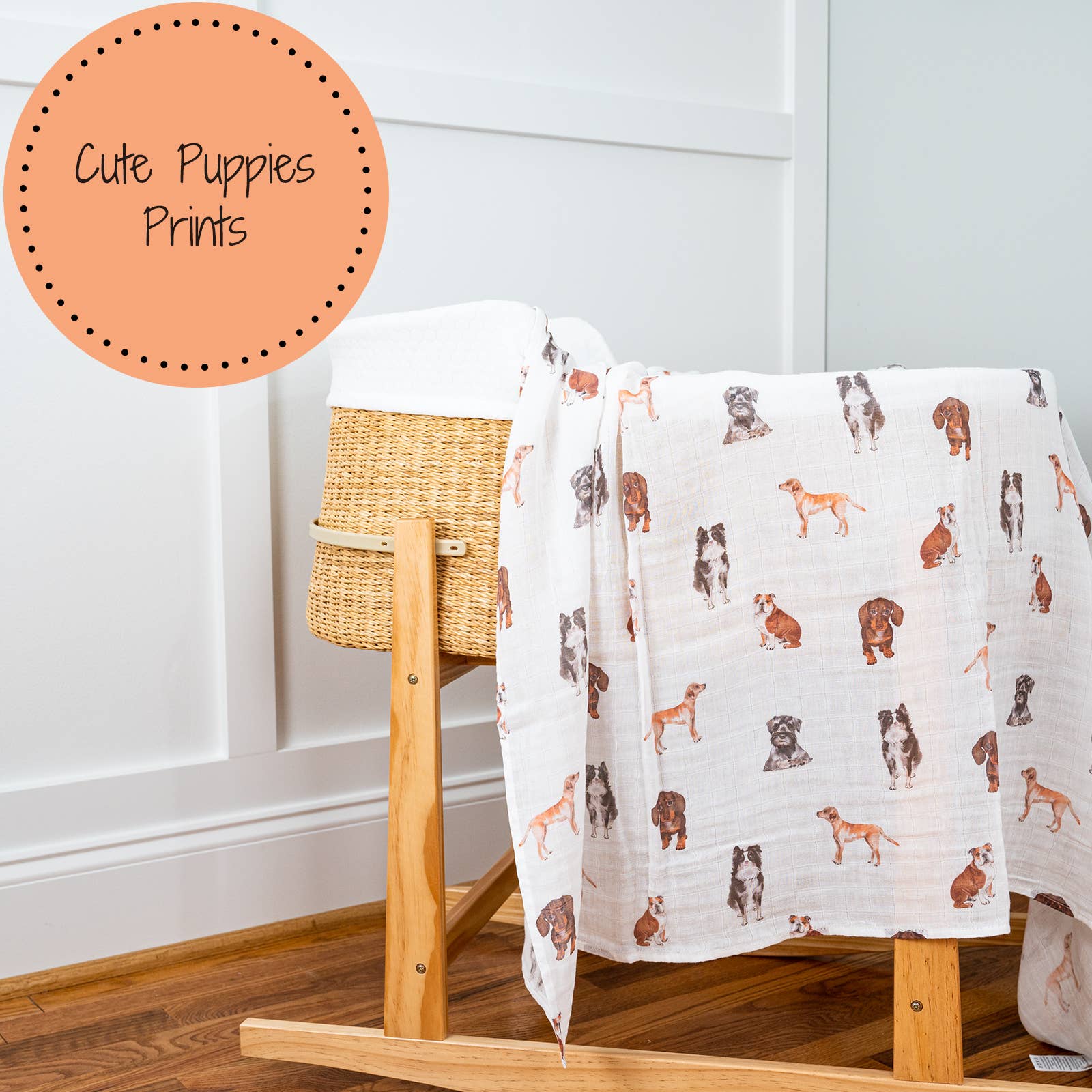 LollyBanks_Baby Cotton Muslin Swaddle Blanket - Doggone Cute_5