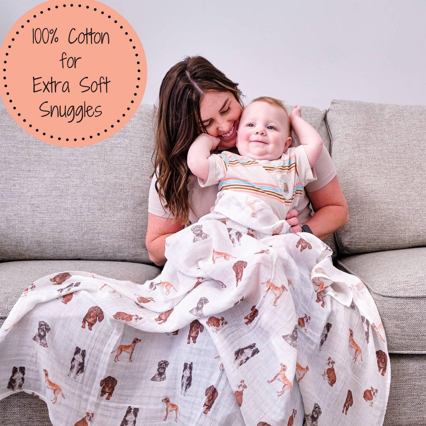 LollyBanks_Baby Cotton Muslin Swaddle Blanket - Doggone Cute_2