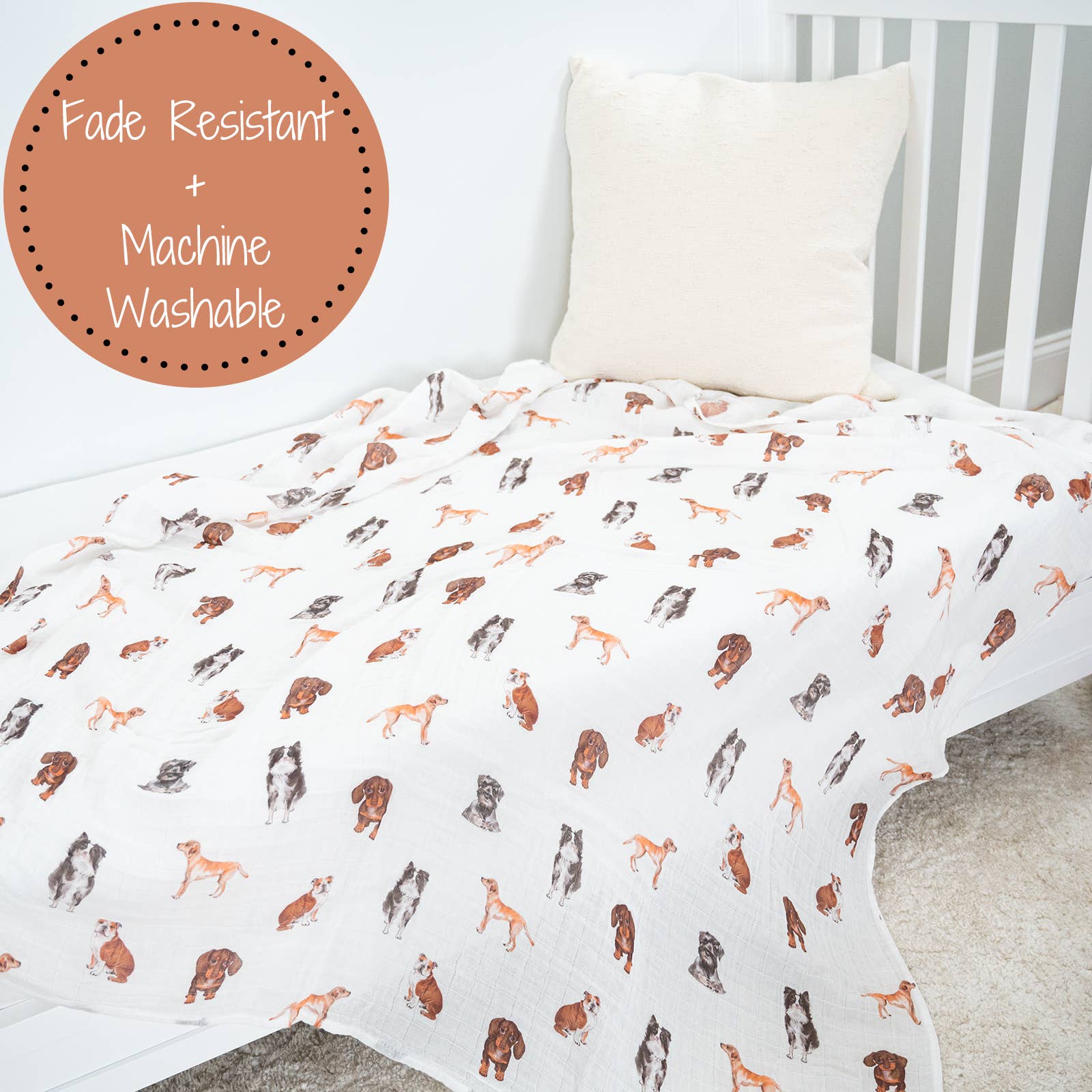 LollyBanks_Baby Cotton Muslin Swaddle Blanket - Doggone Cute_3