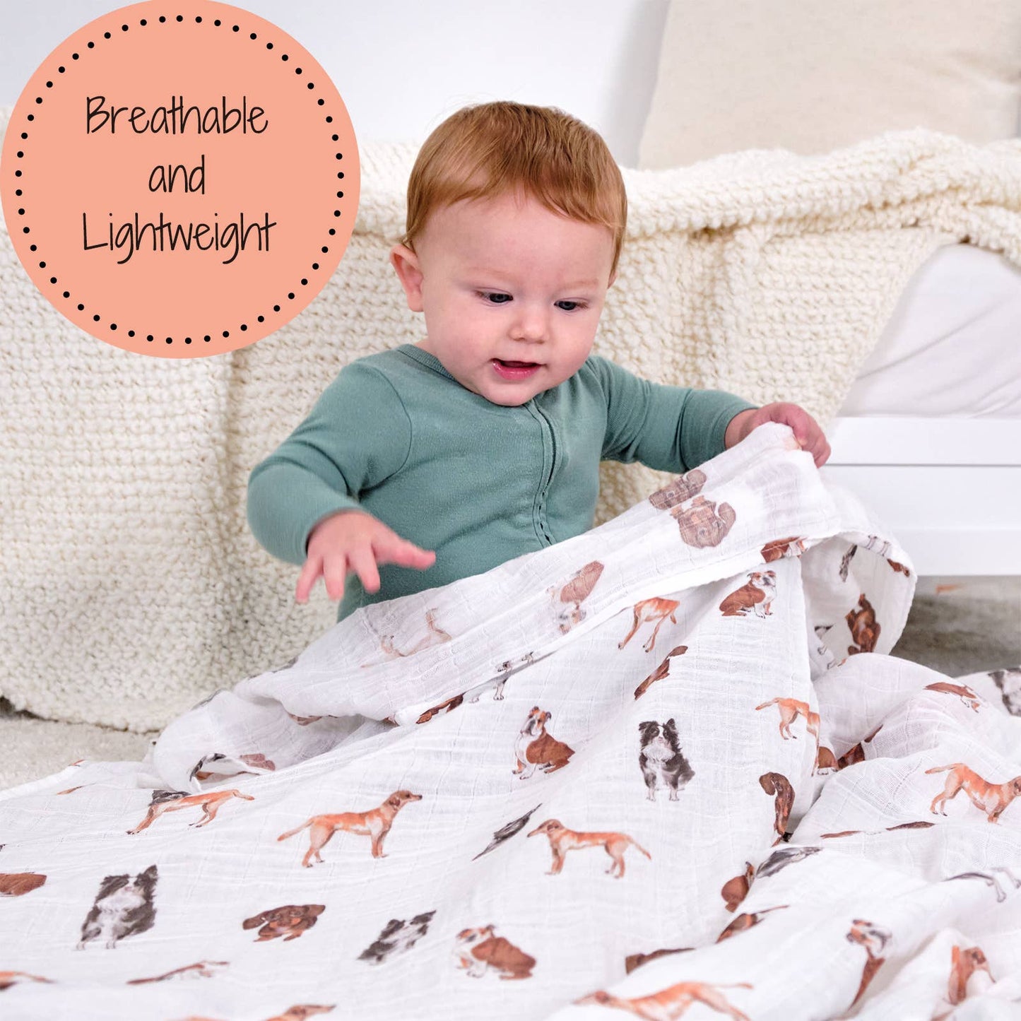 LollyBanks_Baby Cotton Muslin Swaddle Blanket - Doggone Cute_4