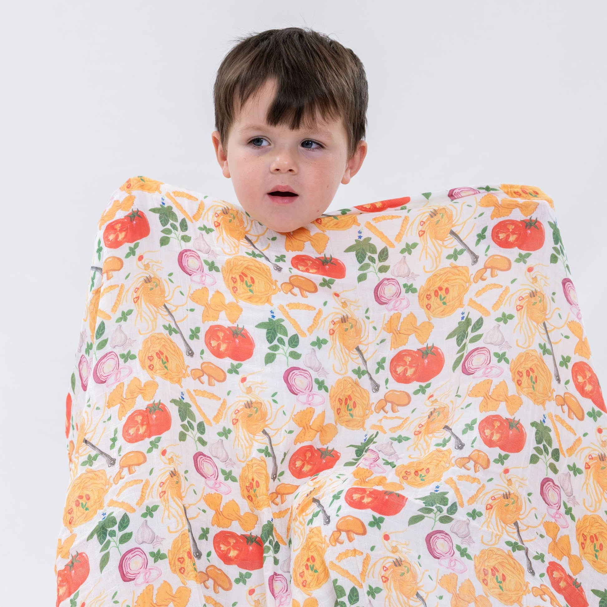 LollyBanks_Baby Cotton Muslin Swaddle Blanket - Pasta Party_5