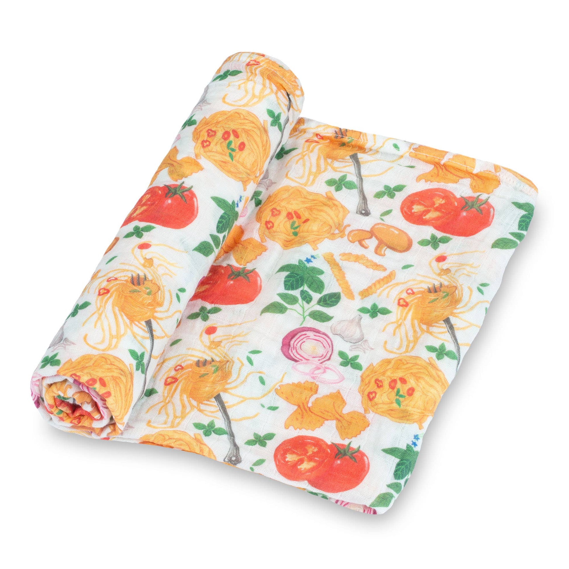 LollyBanks_Baby Cotton Muslin Swaddle Blanket - Pasta Party_1