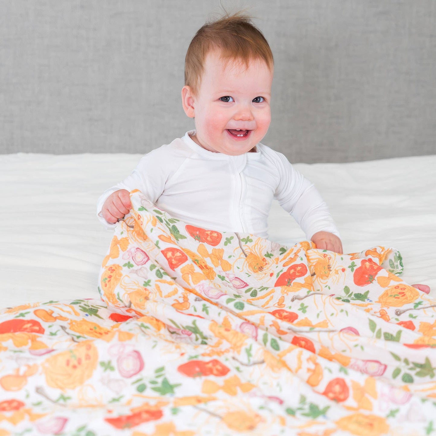 LollyBanks_Baby Cotton Muslin Swaddle Blanket - Pasta Party_2