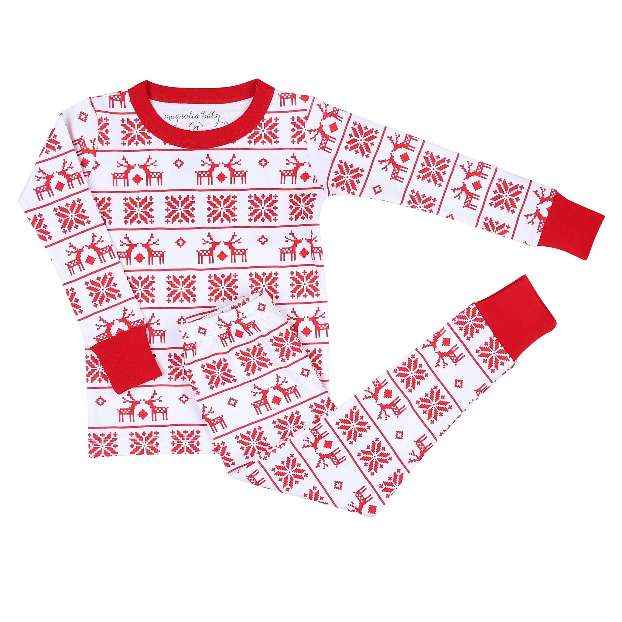 Baby Fair Isle Long Pajamas - Red - Magnolia BabyLong Pajamas